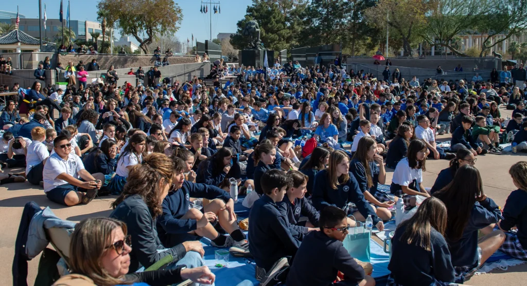 crowd of students