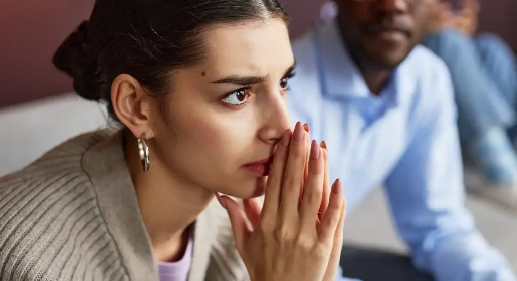 woman with concerned look