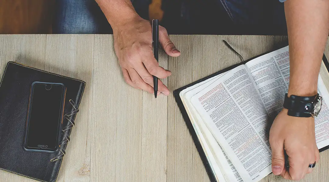 person in bible study