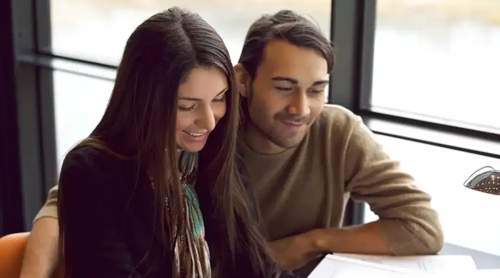 couple engaged listening